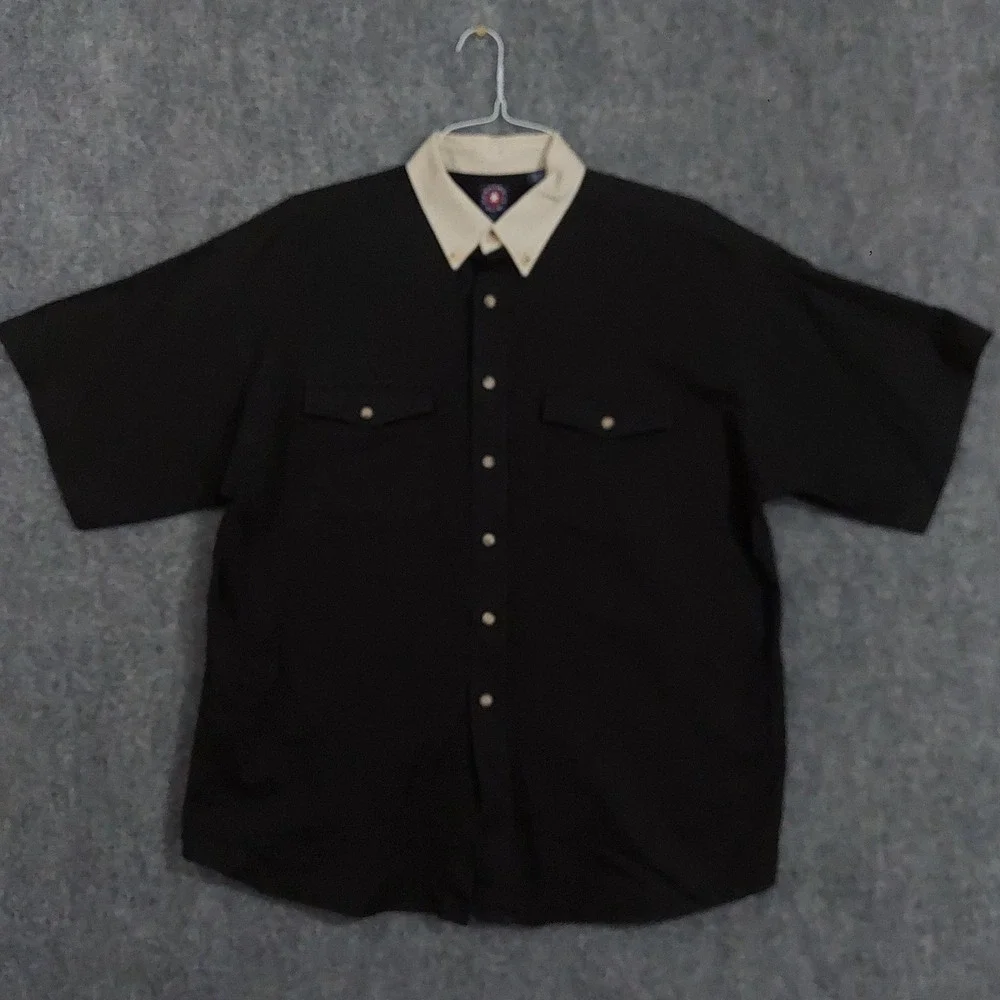 Panhandle Slim Shirt Mens XL Lot 2 Yellow/Black Denim‎ Collar Western Button Up